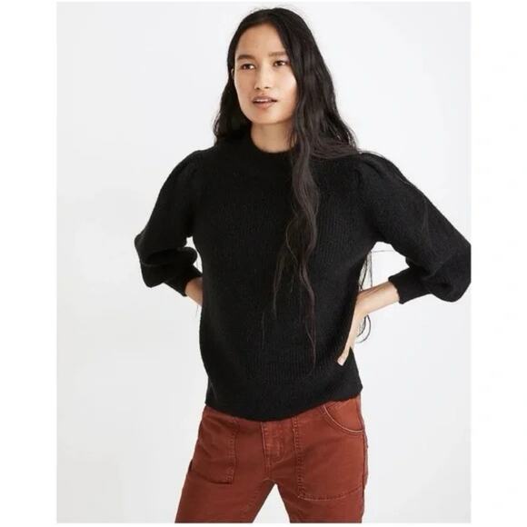Madewell Sweaters - Madewell Eaton Puff Sleeve Pullover Sweater Black- XXS